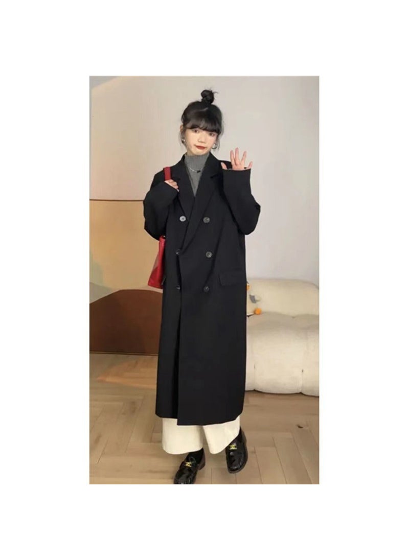 Long Grey Blazer 2023 Korean Loose Fit Womens Khaki