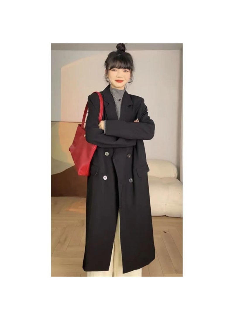 Long Grey Blazer 2023 Korean Loose Fit Womens Khaki