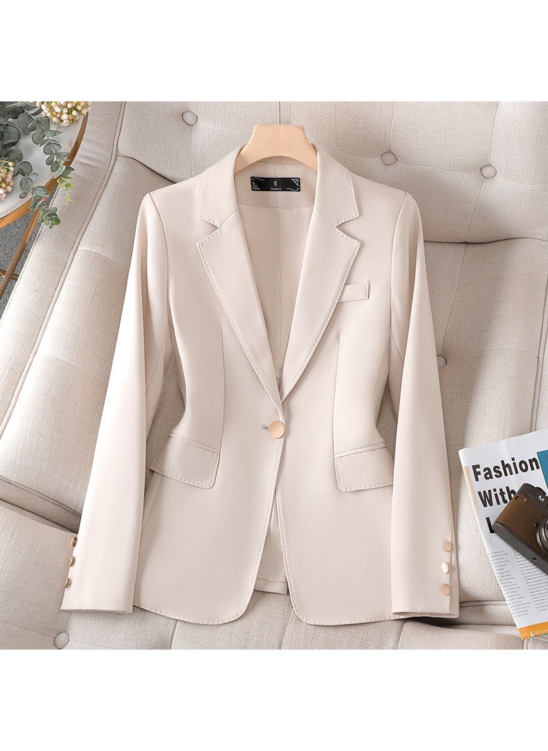 Khaki Womens Blazer Spring 2023 Slim Fit Apricot suit