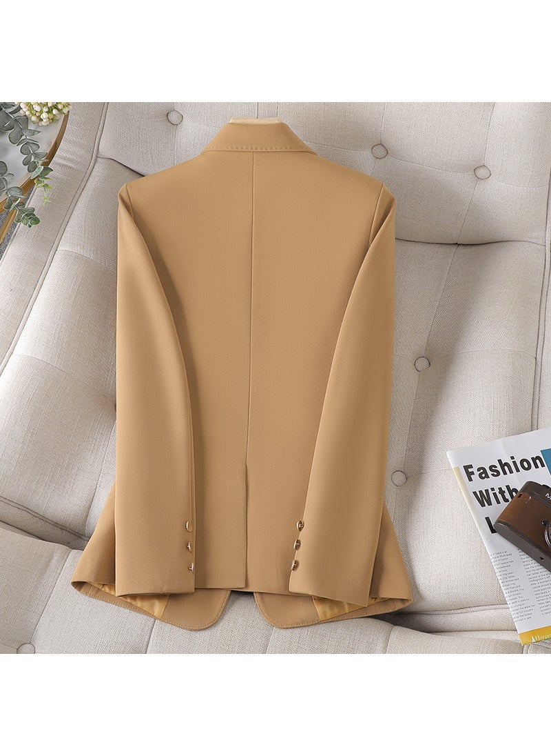 Khaki Womens Blazer Spring 2023 Slim Fit Apricot suit
