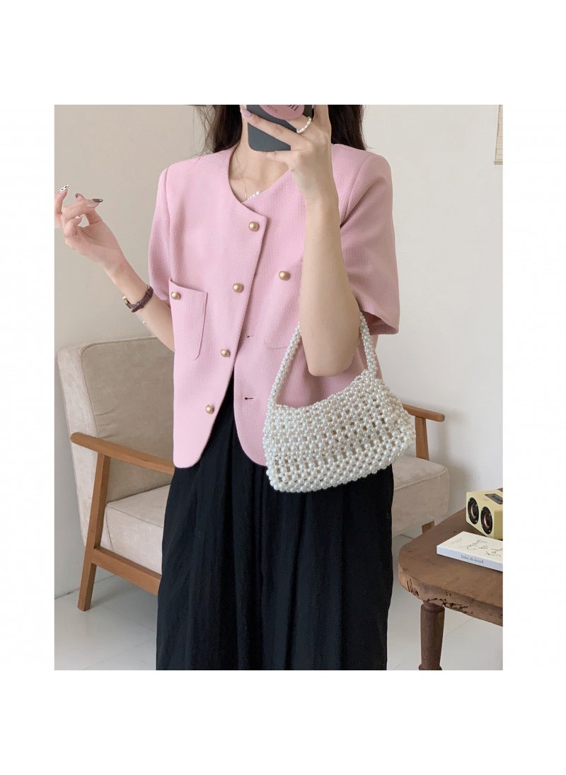 1 x 5 pcs Summer 2024 Korean Fashion Short-Sleeve Blazer Pink