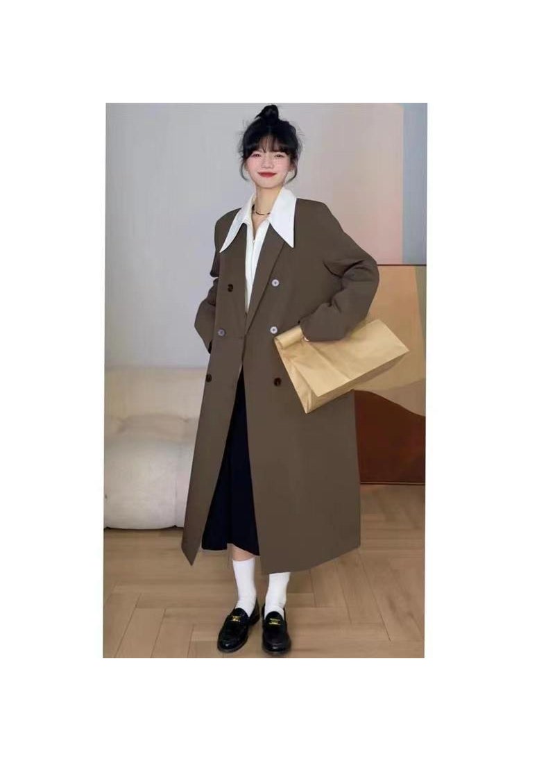 Long Grey Blazer 2023 Korean Loose Fit Womens Brown