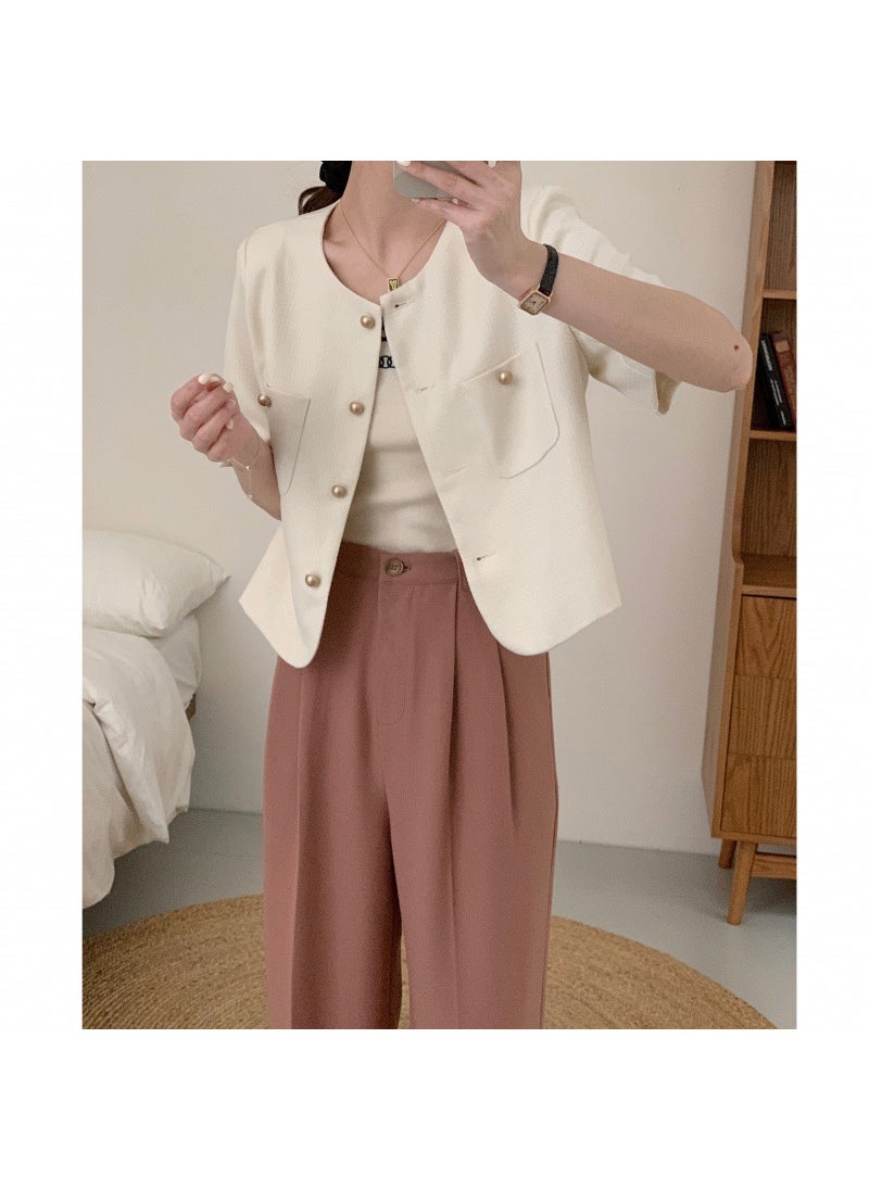 1 x 5 pcs Summer 2024 Korean Fashion Short-Sleeve Blazer Apricot