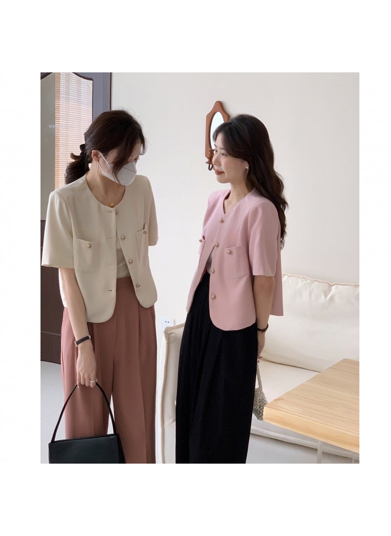 1 x 5 pcs Summer 2024 Korean Fashion Short-Sleeve Blazer Apricot