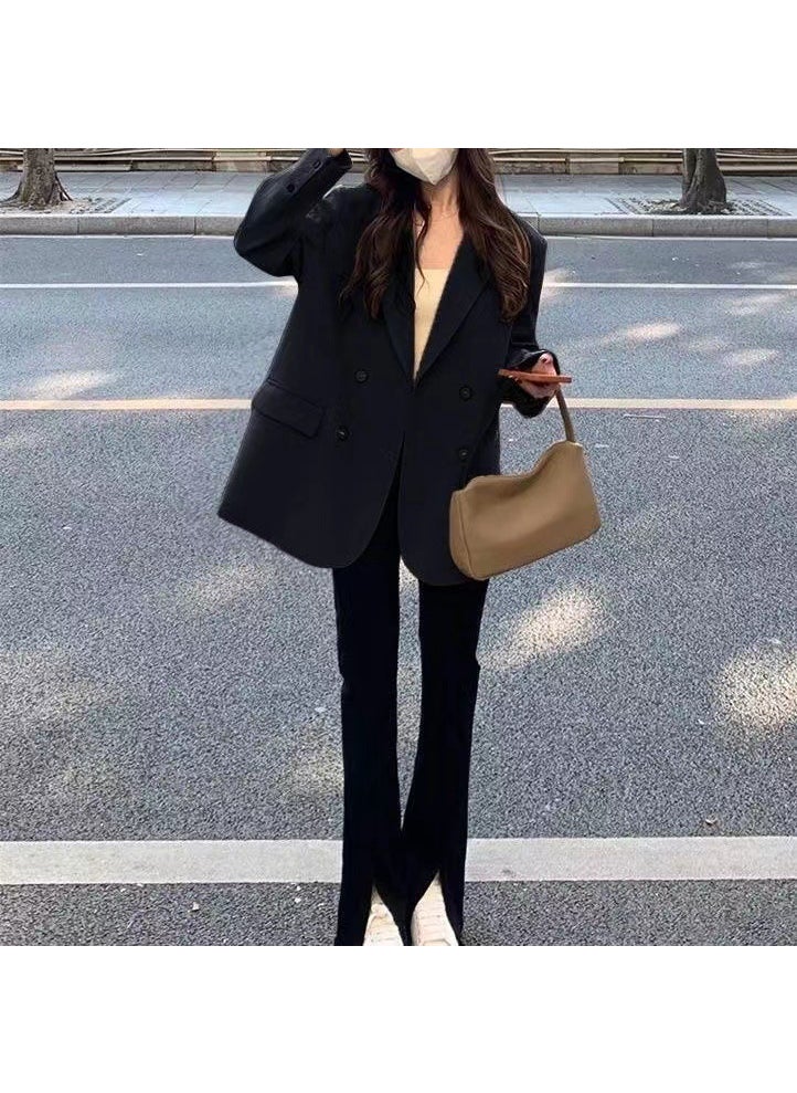 1 x 5 pcs Coffee Brown Blazer Women 2024 Autumn Casual Fashion Khaki