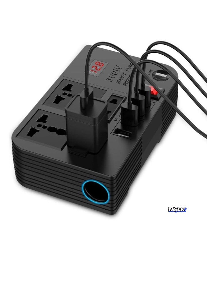 300W Car Power Extension Socket – Spark 3 with USB 3.1A Charging Ports & Voltage Protection for Safe & Convenient Use