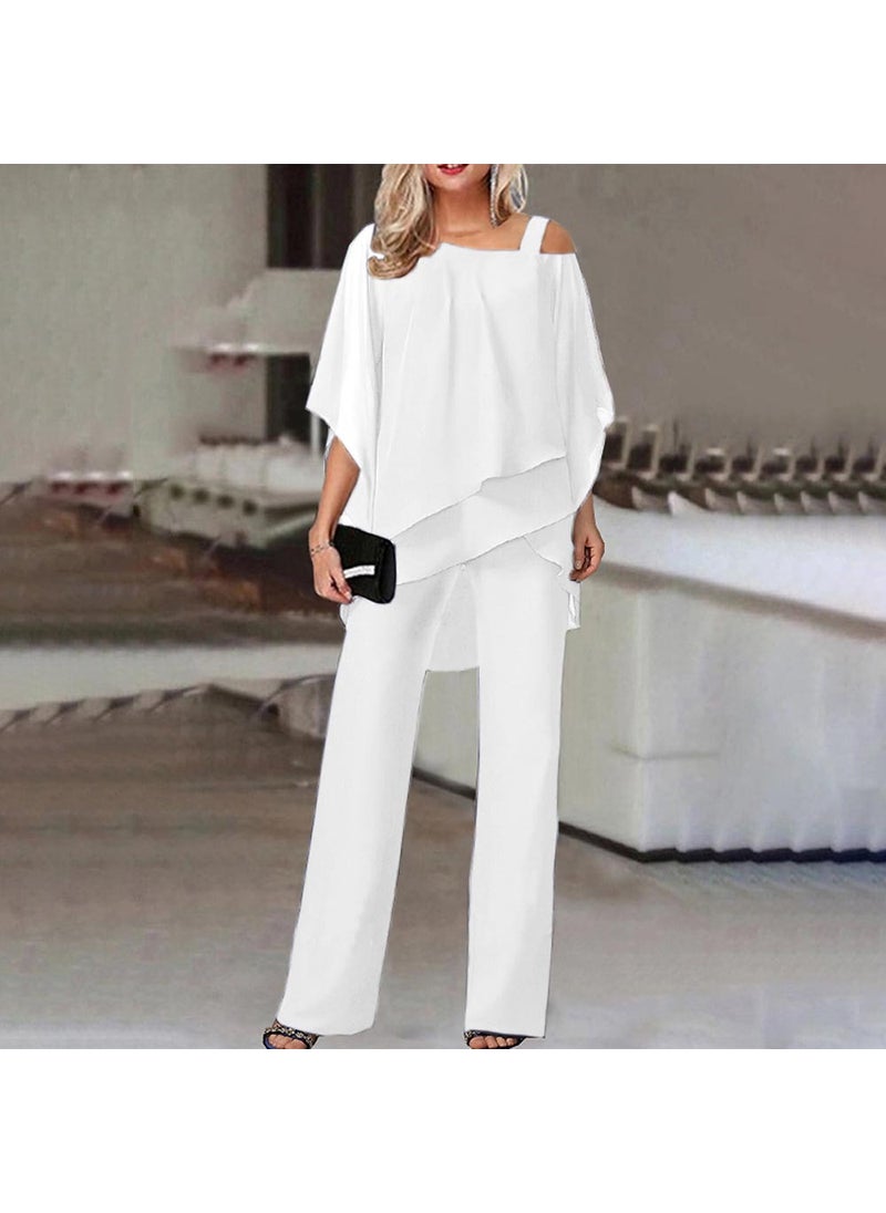 1 x 5 pcs Fashion Batwing Sleeve Casual Womens Suit White