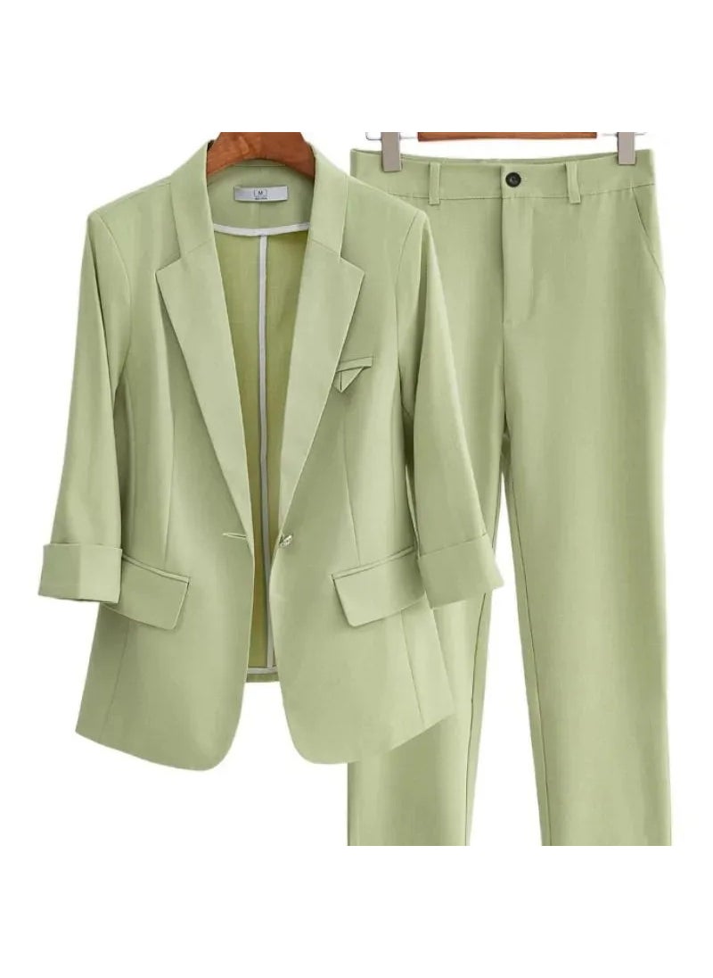 Summer Chic Thin Business Suit Womens Green Outfit Green