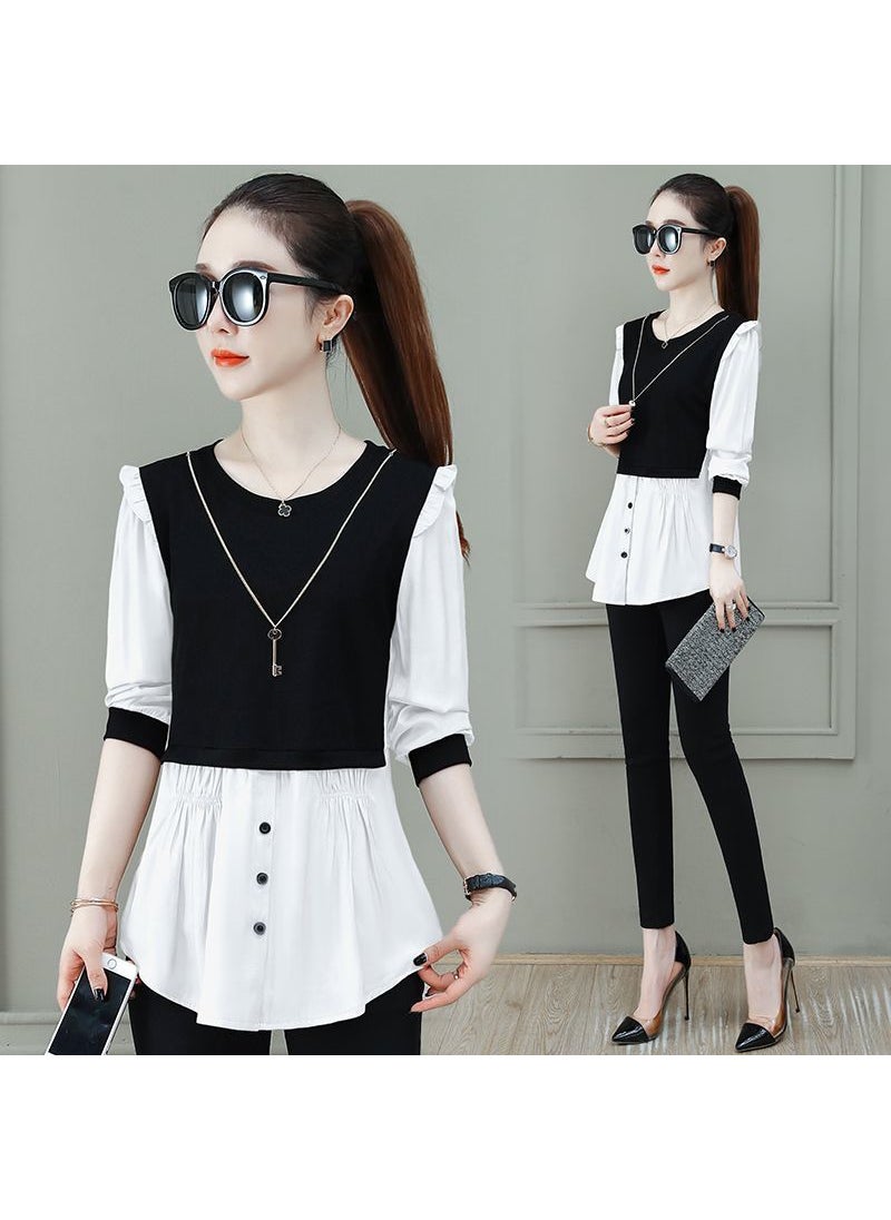 2023 Womens Stylish Autumn Shirt Slimming Versatile Top White [fashion all-matching]]