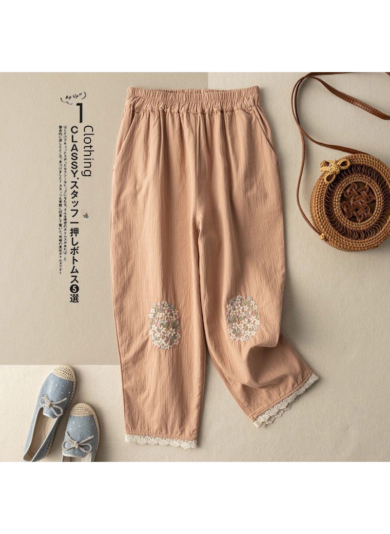 Womens Embroidered Casual Lace J338 Khaki