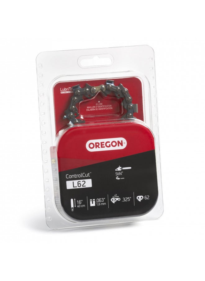 Oregon L62 ControlCut Replacement Chainsaw Chain for 16-Inch Guide Bar, 62 Drive Links, Pitch: .325