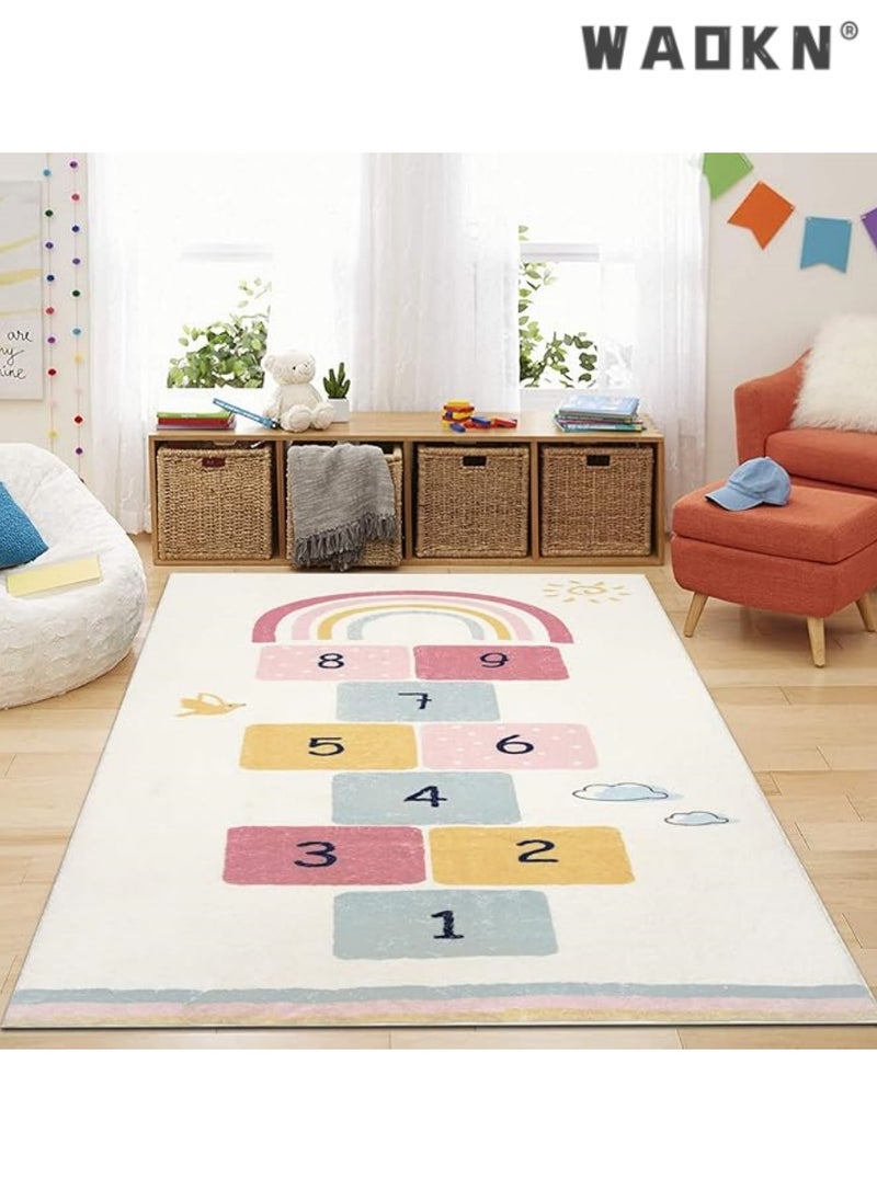 Kid Rug Carpet Playmat for Toy Cars and Train，Play Area Rug with Rubber Backing，Fun Throw Rug，Ideal Gift for Children Baby Bedroom Play Room(80×120cm/32×47in)