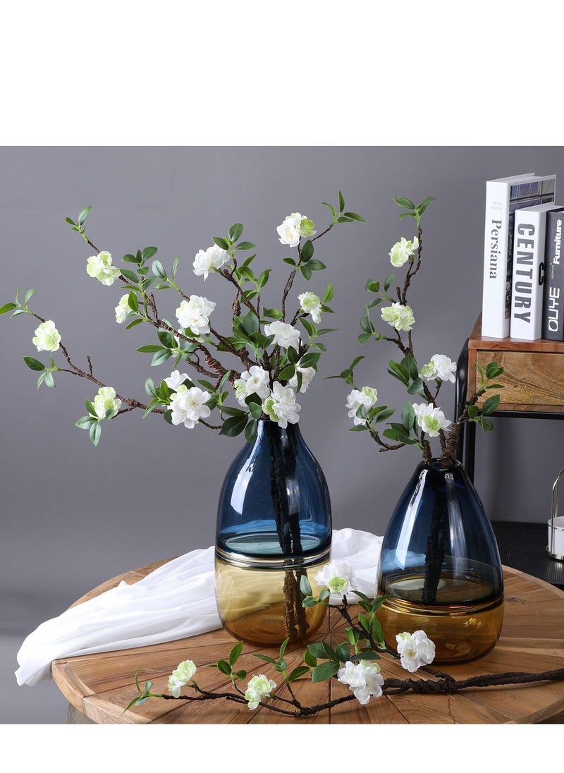 Artificial Plum Flowers, Fake Cherry Blossom Bendable Branches 31 Inch Long Stem Silk Flowers, for DIY Vase Home Hotel Office Wedding Party Garden Decor, White, 2 Pcs