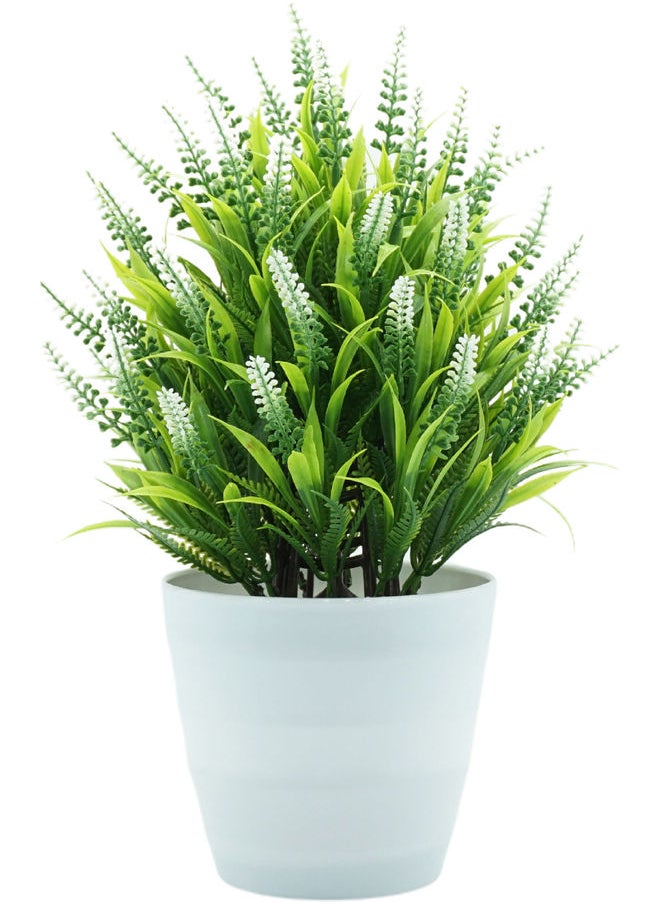 Lavender Artificial Flower Potted Bouquet White/Green