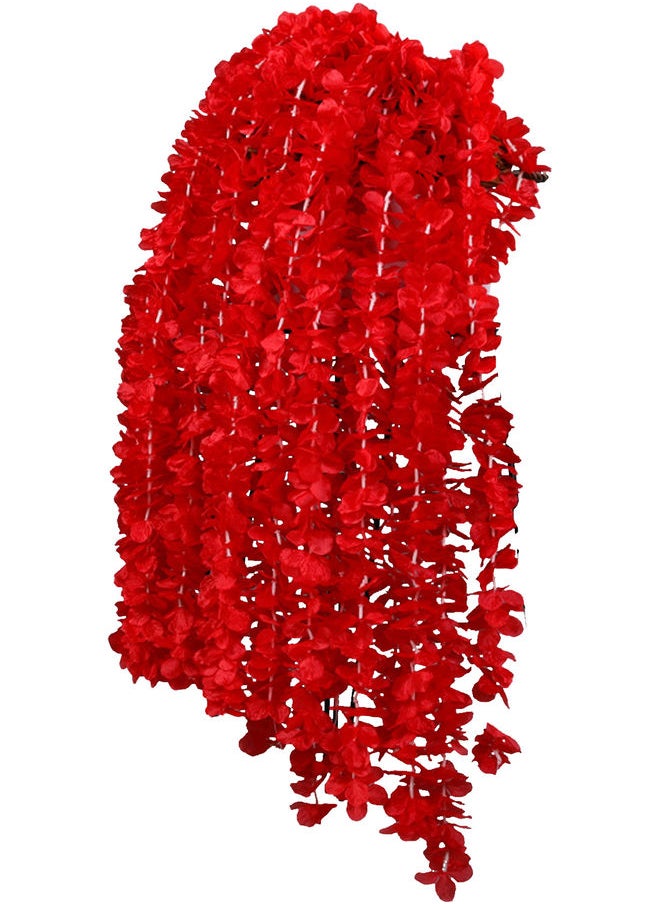 10-Piece Artificial Flower Vine Set Red