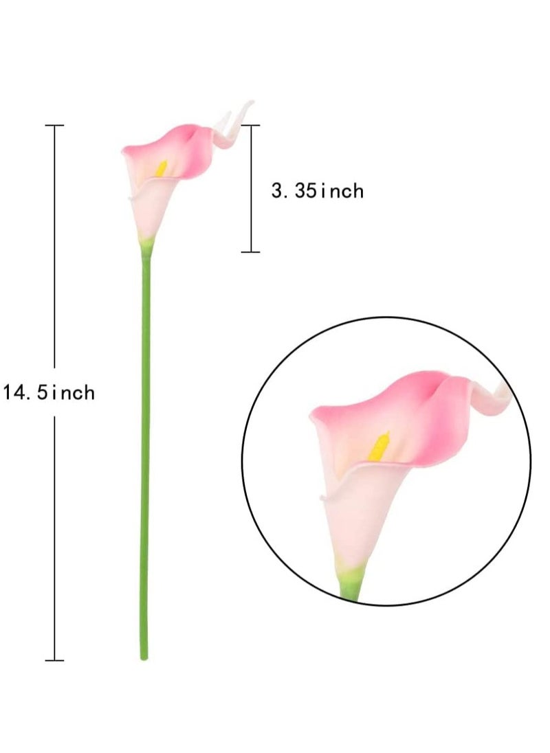 Pink Calla Lily 24pcs Artificial Flowers, Pink Real Touch Lilies Fake Flowers Artificial for Decoration for Home Decor Bridal Bouquet Wedding Bouquets and Centerpieces (Pink)