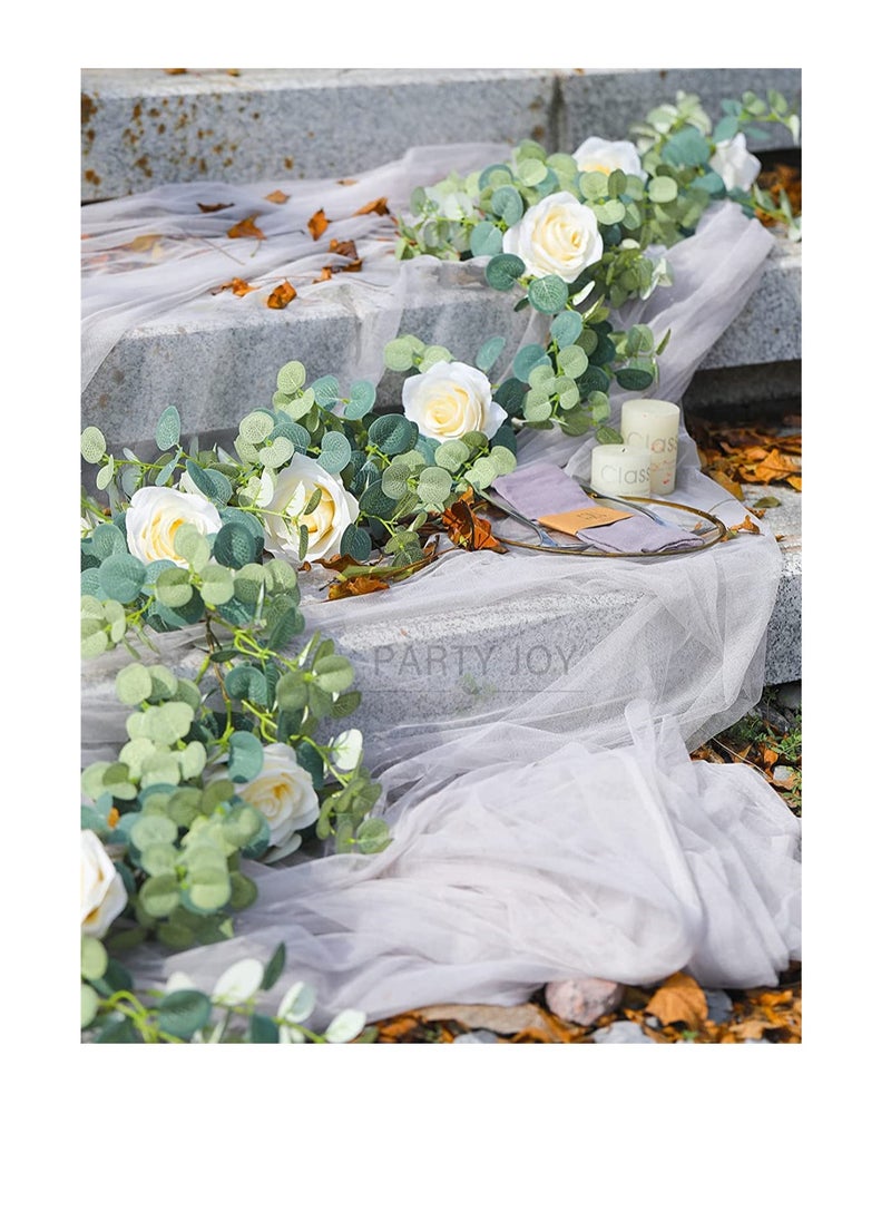 Artificial Flower Vines Rose Garland Silk Lifelike Floral Banner for Home Office Wedding Party Garden Craft Wedding Vaulted Table Decoration 1 Piece