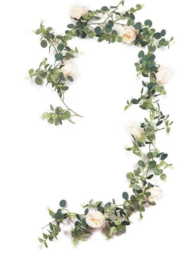 Artificial Flower Vines Rose Garland Silk Lifelike Floral Banner for Home Office Wedding Party Garden Craft Wedding Vaulted Table Decoration 1 Piece