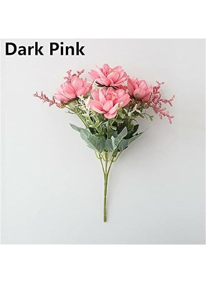 3 Bouquet Realistic Artificial Silk Freesia Flowers Real Touch Fake Bouquet Wedding Beautiful Table Home Party Decoration(11.81inch,Dark Pink)