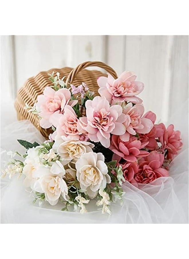 3 Bouquet Realistic Artificial Silk Freesia Flowers Real Touch Fake Bouquet Wedding Beautiful Table Home Party Decoration(11.81inch,Dark Pink)