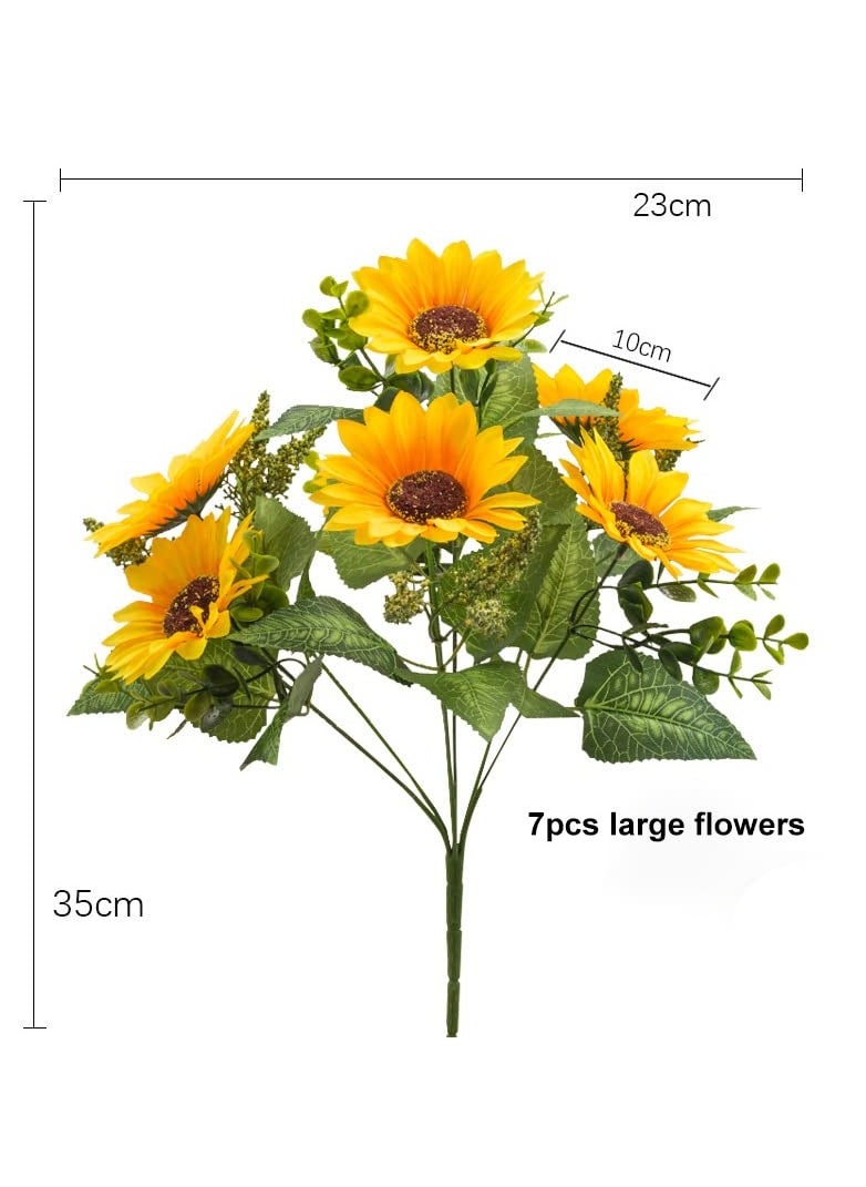 Artificial Sunflowers with Stems,2 Bunches Realistic Silk Flower Bouquet for Wedding Party Bouquet Arrangement Table Centerpieces Home Garden DIY Decoration, Floral Arrangement