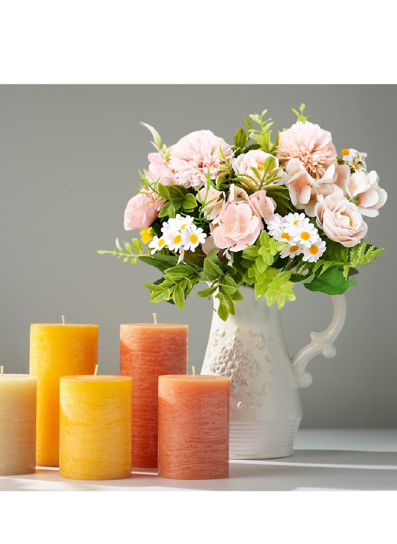 3 Pcs Mixed Artificial Rose and Daisy Flower Bouquets, Faux Fabric Flower Arrangements for Wedding Birthday Party Home Decor