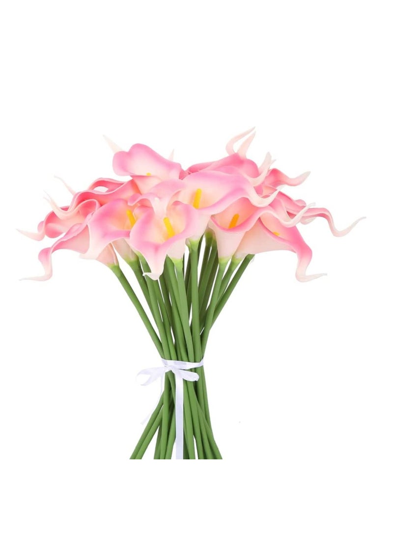 Pink Calla Lily 24pcs Artificial Flowers, Pink Real Touch Lilies Fake Flowers Artificial for Decoration for Home Decor Bridal Bouquet Wedding Bouquets and Centerpieces (Pink)