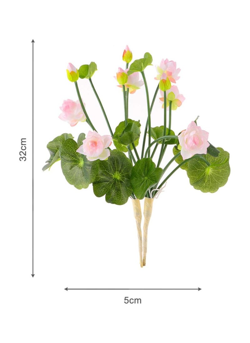 Lotus Flowers Artifical, 2Pcs Silk Flower Artificial Flowers, Wedding Flowers Floor Decor Fake Lotus Flower Decor, Mini Lotus Flower Arrangement Light Pink, Plants Floral Greenery Stems Fake Flower