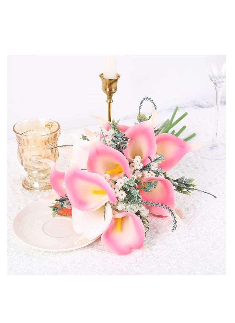 Pink Calla Lily 24pcs Artificial Flowers, Pink Real Touch Lilies Fake Flowers Artificial for Decoration for Home Decor Bridal Bouquet Wedding Bouquets and Centerpieces (Pink)