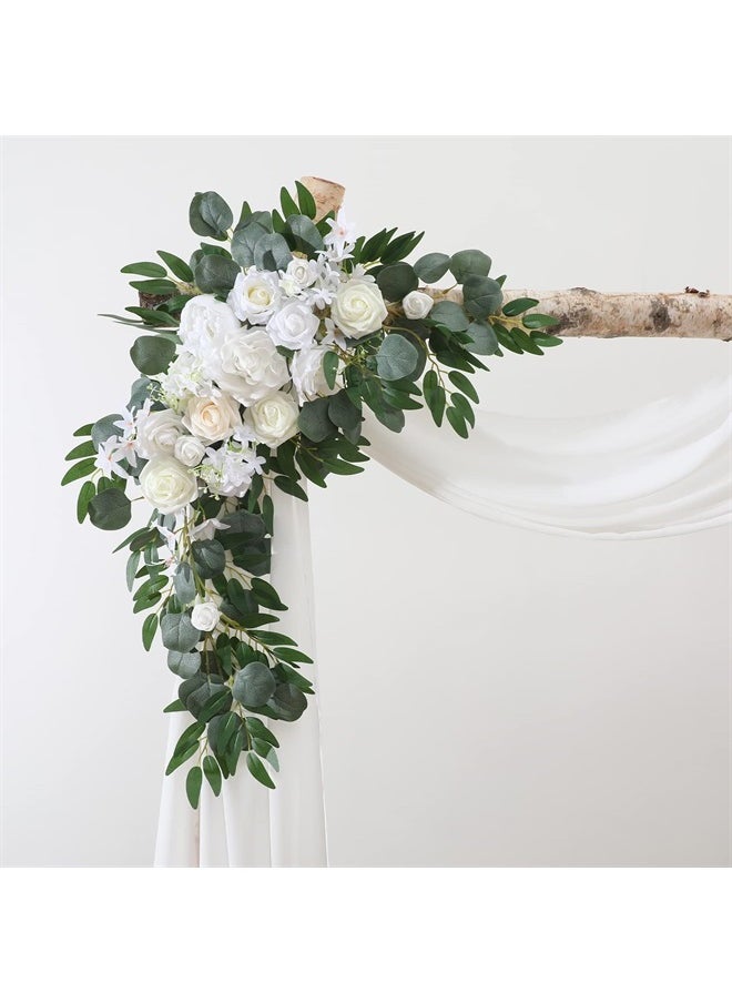 Artificial Wedding Arch Flowers, Rustic Artificial Floral Swag for Lintel Set of 3 for DIY Wedding Welcome Ceremony Sign Backdrop Sweetheart Table Chair Home Decoration