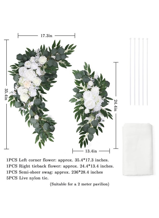 Artificial Wedding Arch Flowers, Rustic Artificial Floral Swag for Lintel Set of 3 for DIY Wedding Welcome Ceremony Sign Backdrop Sweetheart Table Chair Home Decoration