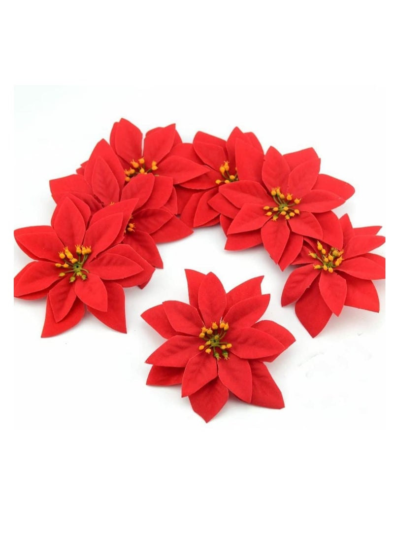 12pcs Red/Gold Velvet Decorative Artificial Flowers  (Red (Pack of 12))