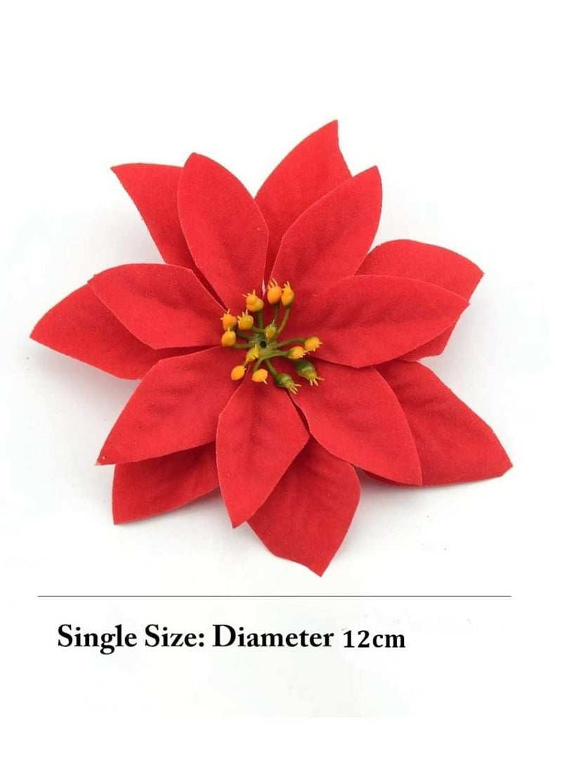 12pcs Red/Gold Velvet Decorative Artificial Flowers  (Red (Pack of 12))