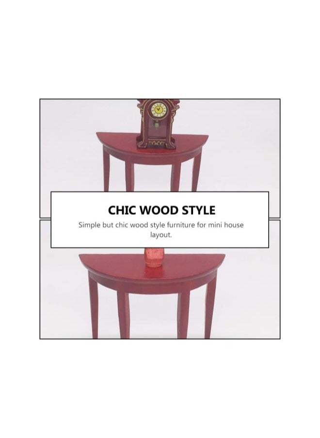 Miniature Wood Side Table Dollhouse Tea Table Half- Round Table Model 1: 12 Scale Miniature Accessories for DIY Dollhouse Furniture