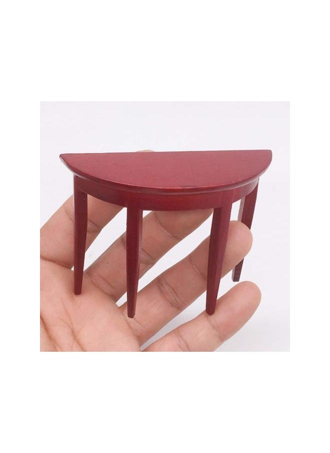 Miniature Wood Side Table Dollhouse Tea Table Half- Round Table Model 1: 12 Scale Miniature Accessories for DIY Dollhouse Furniture