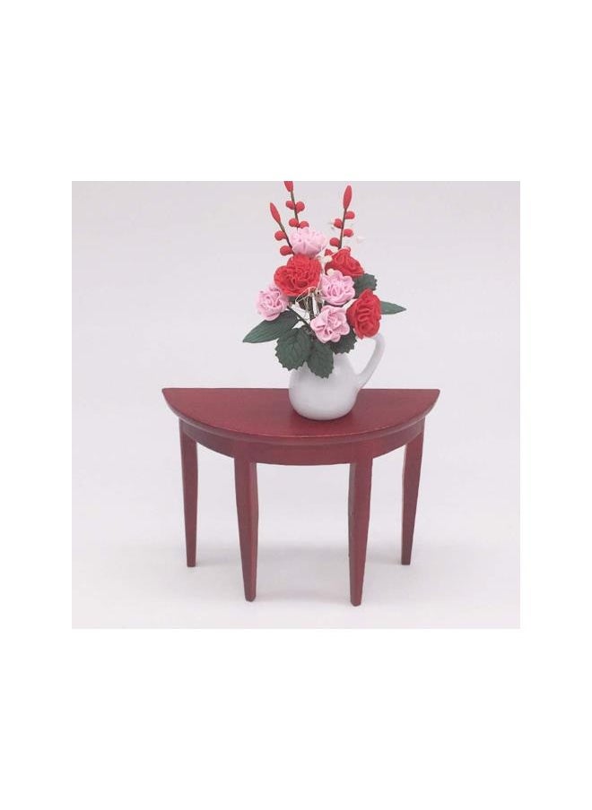 Miniature Wood Side Table Dollhouse Tea Table Half- Round Table Model 1: 12 Scale Miniature Accessories for DIY Dollhouse Furniture