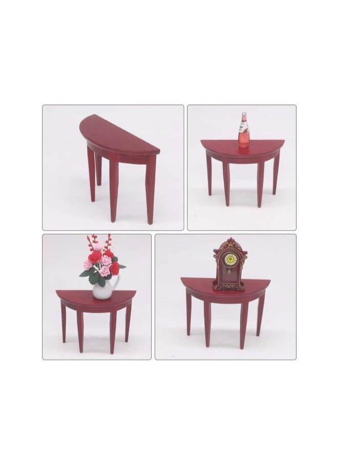 Miniature Wood Side Table Dollhouse Tea Table Half- Round Table Model 1: 12 Scale Miniature Accessories for DIY Dollhouse Furniture