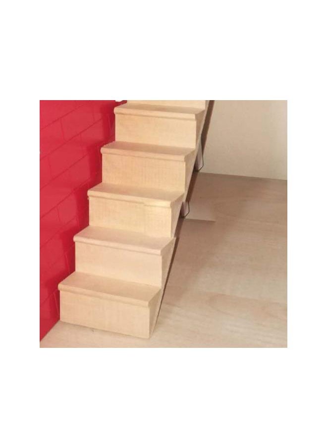 Mini Staircase Wooden 1/12 DIY Stairway Accessory Model Without Armrest for Mini House Scene 1Pc