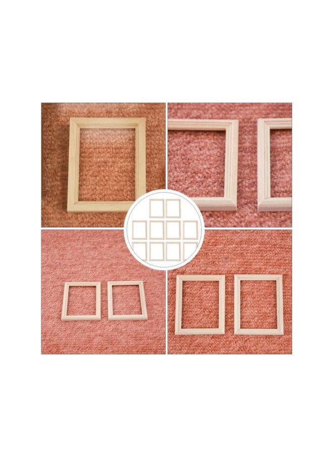 10pcs Mini Photo Frame Miniature Dollhouse Furniture Wooden Picture Frames 1: 12 Scale Dollhouse Accessories DIY Wall Art Painting Photo Props