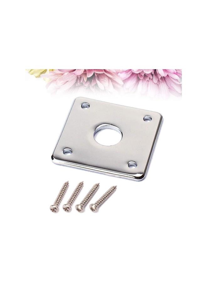 Guitar Jack Plate Square Metal Guitar Pickup Output Input Jack Socket Plate with Screws for Electric Guitar Bass (Chrome)