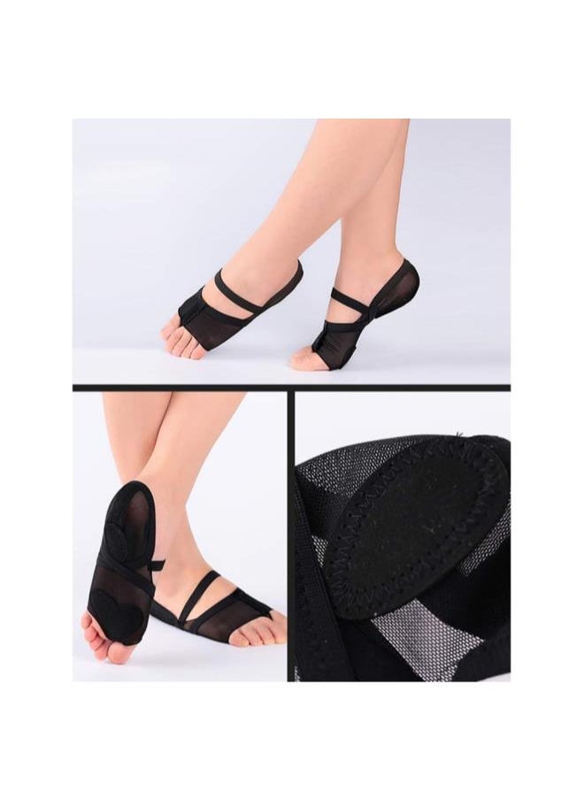 Pair of Dancing Toe Pad Soft Sole Dance Shoes Size 36 Belly Dance Yoga Gym Sport Elastic Breathable Shoes for Dancer Women Ladies Girls(Black)