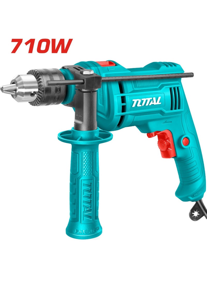 TOTAL Impact Drill 710W (TG107136) – Powerful Electric Drill with Hammer Function, 16mm Max Drilling Capacity, Variable Speed Control, Forward/Reverse Action, Includes Extra Carbon Brushes