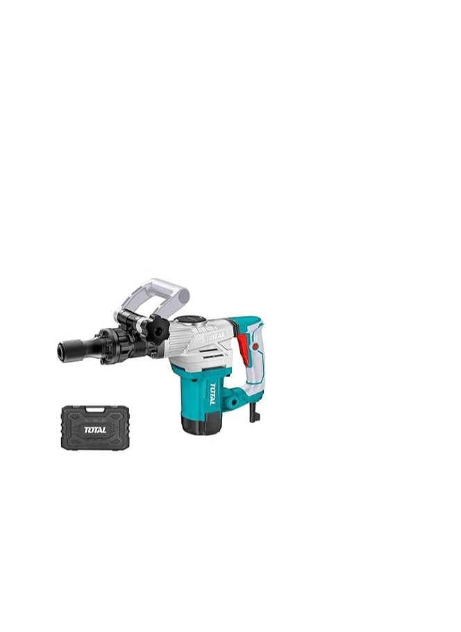 TOTAL Demolition Breaker 1300W (TH2130016) – Powerful Electric Demolition Hammer with 20J Impact Force, Anti-Vibration System, HEX Chuck, 2 Chisels, and Extra Carbon Brushes for Heavy-Duty Construction and Demolition Jobs