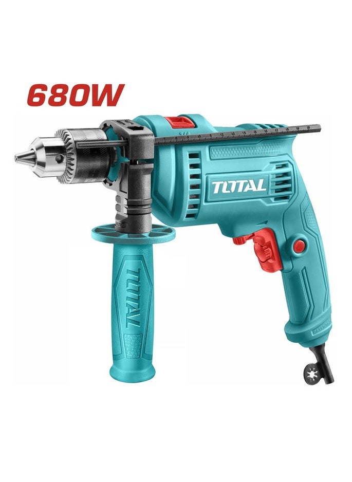 TOTAL Impact Drill 680W (TG1061356) – Powerful Electric Drill with Hammer Function, 13mm Max Drilling Capacity, Variable Speed, Forward/Reverse Switch for DIY & Home Improvement Projects