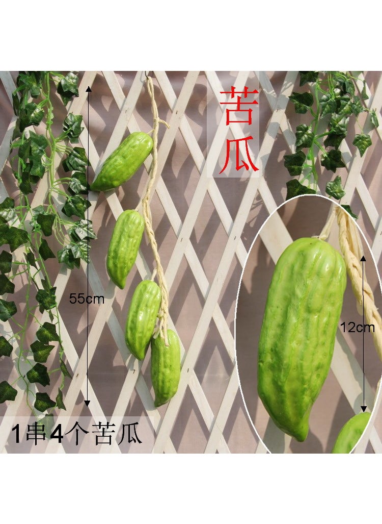 1 x 5 pcs Artificial Vegetables Fruits Garland Props Lotus color bitter gourd