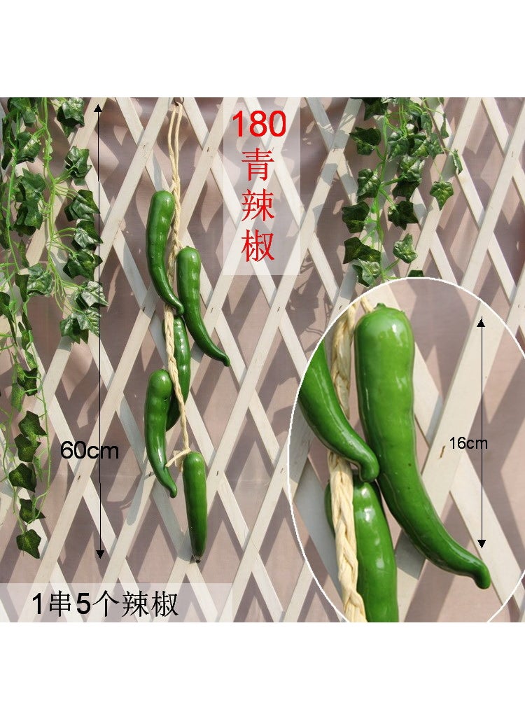 1 x 5 pcs Artificial Vegetables Fruits Garland Props Milky 180 green chili