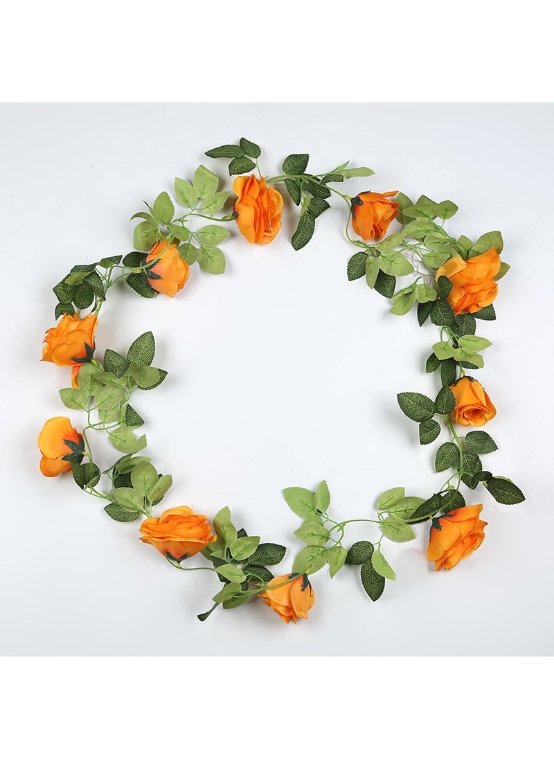 1 x 5 pcs Large 10-Head Rose Artificial Vine Garland Orange