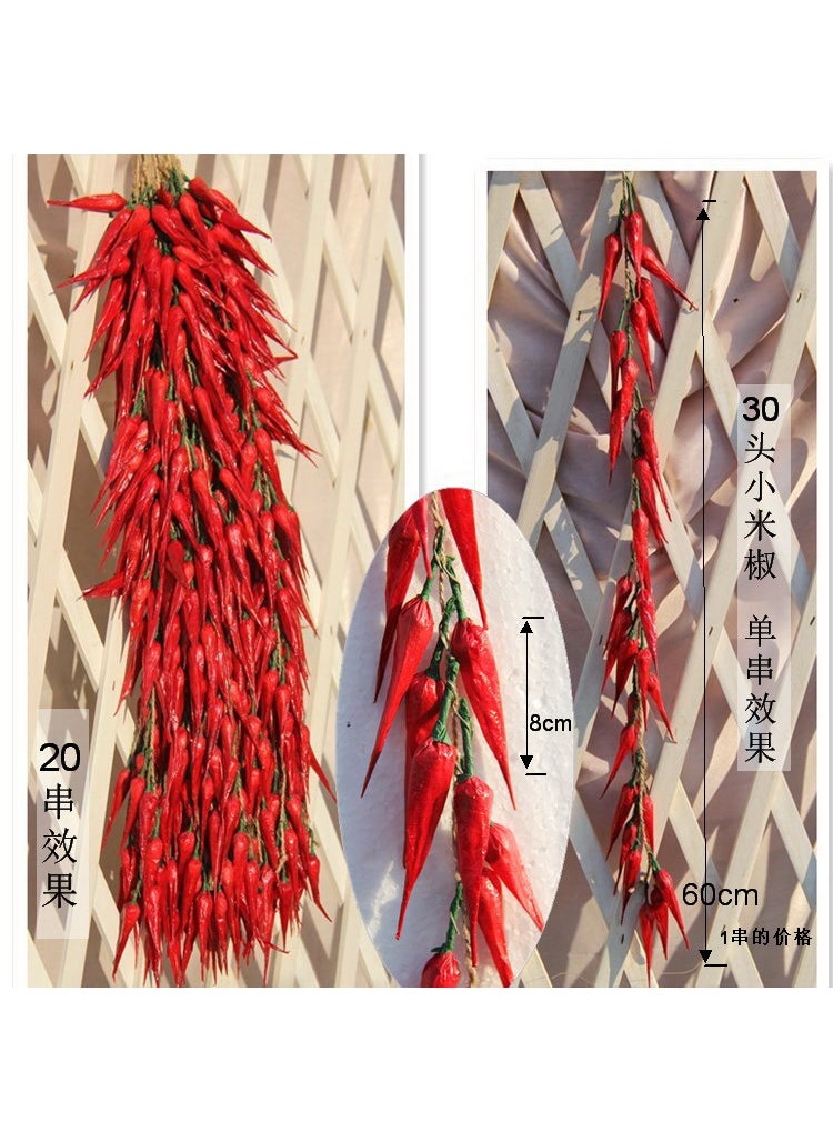 1 x 5 pcs Artificial Vegetables Fruits Garland Props 30 head millet pepper