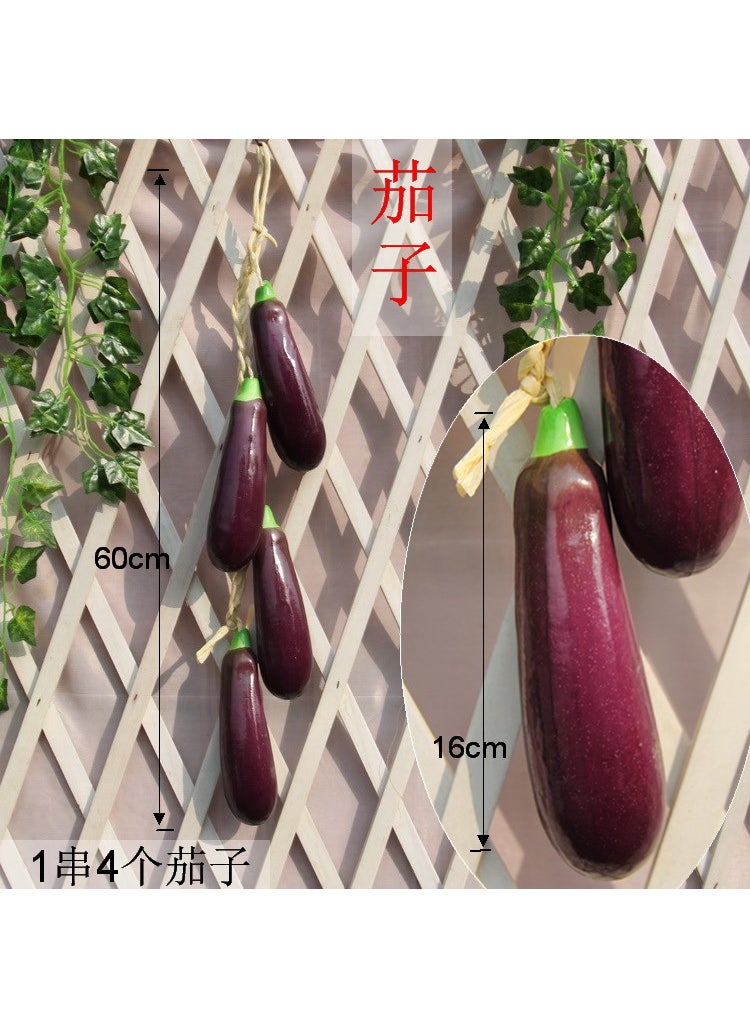 1 x 5 pcs Artificial Vegetables Fruits Garland Props Eggplant