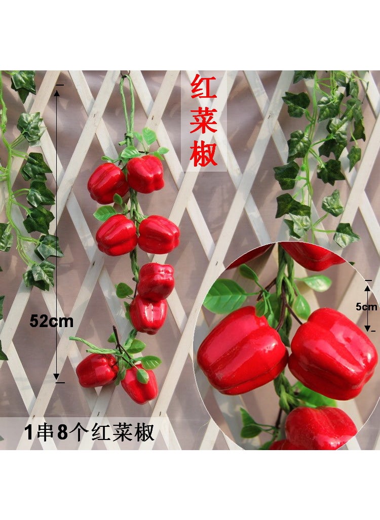 1 x 5 pcs Artificial Vegetables Fruits Garland Props Red bell pepper